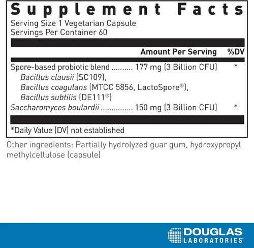 Miniatura 2 de Douglas Laboratories Multi-Probiotic Spore + SBC Apoyo para la salud gastrointestinal e inmune 60 cápsulas vegetarianas*