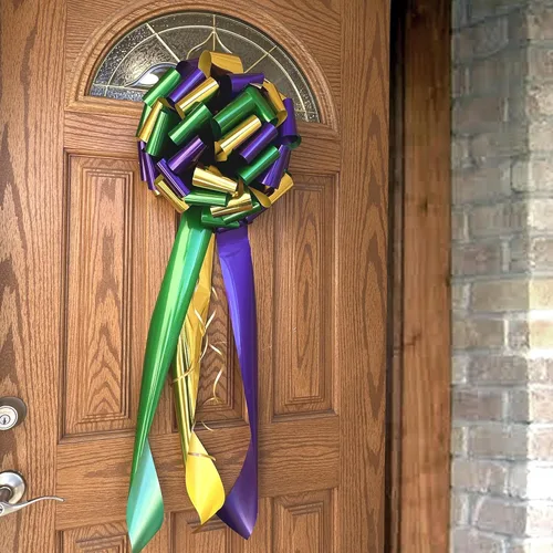 Miniatura 2 de Arco grande para automóvil Mardi Gras, 14 pulgadas de ancho, dorado metálico, morado y verde, decoración de carnaval, aniversario, cumpleaños, Rojo