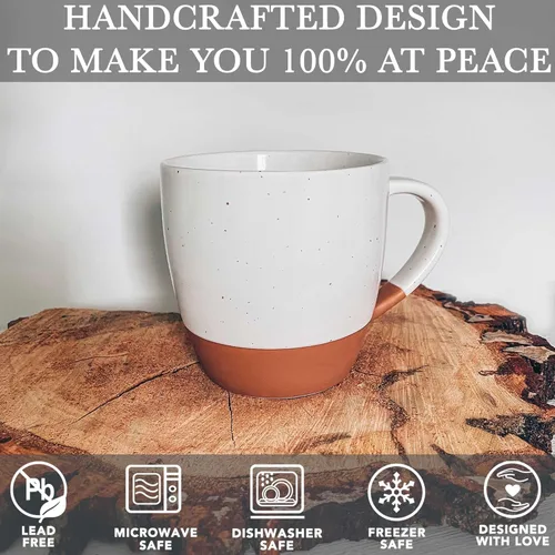 Miniatura 4 de Mora - Juego de 4 tazas grandes de cerámica con leche, 16 onzas, tazas de café de porcelana con mango grande, modernas, bohemias, estilo único