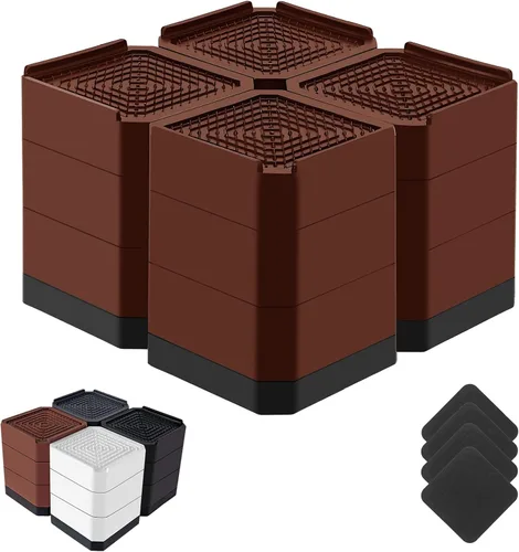 Miniatura 17 de Elevadores de cama resistentes, bloques elevadores de muebles ajustables de 1.5, 3, 4.3 pulgadas para patas de sofá, mesa, escritorio, refrigerador