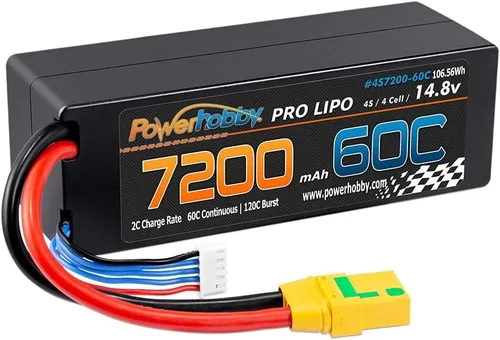 Miniatura 4 de PowerHobby 4S 14.8V 7200mAh 60C-120C Lipo Battery XT90 Plug 4-Cell Hard Case (2) Compatible con Arrma Kraton Outcast Talion Typhon