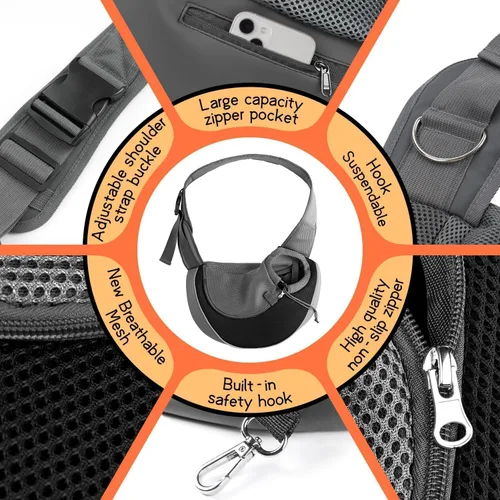 Miniatura 4 de YUDODO Transportador de mascotas para perros y gatos pequeños - Transportador de cachorros manos libres con gancho de seguridad, bolsillo grande