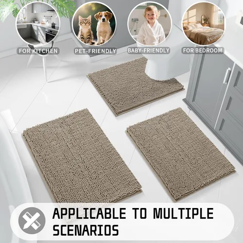 Miniatura 7 de Yimobra Alfombras de Baño Largas 47"x24", Alfombrilla de Baño Extra Suave Antideslizante para Bañera, Alfombra Peluda Súper Absorbente de Secado