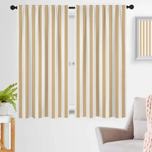 zokyer Cortinas de ventana a rayas beige crema, modernas rayas verticales de 63 pulgadas de largo, 2 paneles, cortinas bohemias neutras para niños,