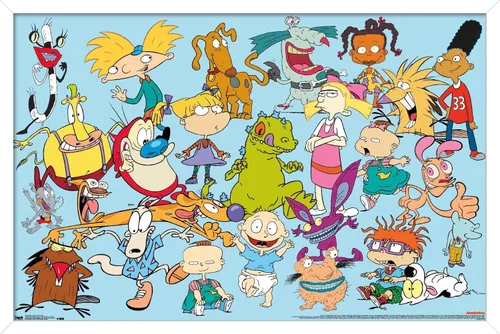 Miniatura 15 de Trends International Póster de pared de personajes de Nickelodeon, 14.725 x 22.375 pulgadas, versión enmarcada de madera de granero