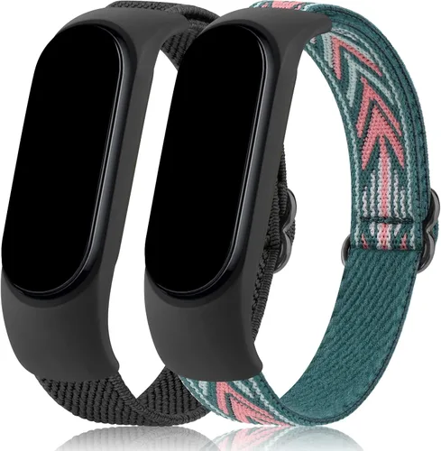 Miniatura 10 de Wanme Bandas para Amazfit Band 5 correas de repuesto para mujeres y hombres, paquete de 2 correas deportivas elásticas suaves compatibles