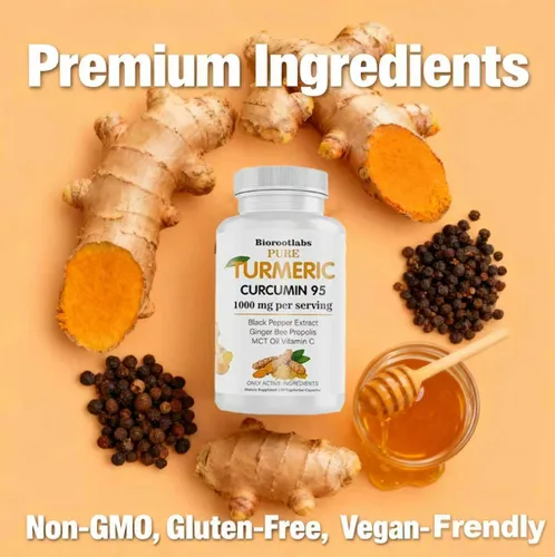 Miniatura 5 de Suplemento de curcumina de cúrcuma – 95% curcuminoides con propóleos de abeja, jengibre y pimienta negra – mejorado con vitamina C (1 unidad)