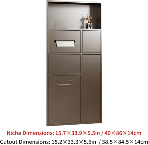 Miniatura 2 de Soporte de papel higiénico empotrado, nicho de acero inoxidable para ducha, soporte para rollo de papel higiénico en pared con almacenamiento, nicho