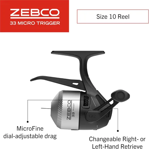Miniatura 3 de Zebco 33 Micro Trigger Spincast carrete y caña de pescar, 6 pies 6 pulgadas, 2 piezas telescópica de 2 piezas, carrete tamaño 10, aparejos