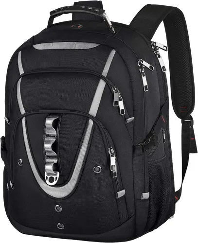 Mochila para portátil de 18.4" para hombres, mochila extra grande de 55L-60L para laptops de juegos con puerto de cargador USB, aprobada para vuelos
