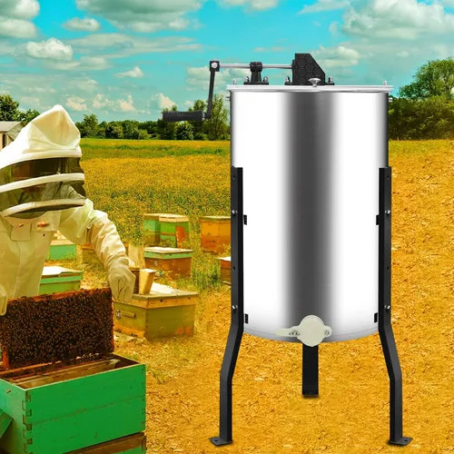 Miniatura 7 de Extractor manual de miel, 3 marcos con mango ergonómico, duradero y fácil de limpiar, equipo separador de miel de acero inoxidable de grado