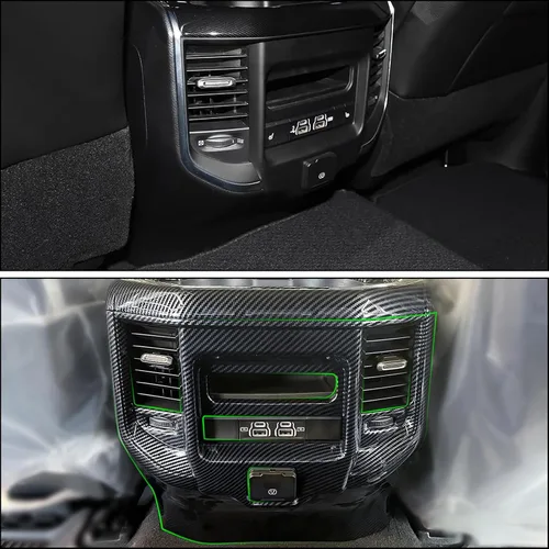 Miniatura 6 de 1 pieza para Dodge RAM 1500 TRX 2019-2023 Cubierta de salida de ventilación de aire trasero, panel de aire acondicionado, decoración