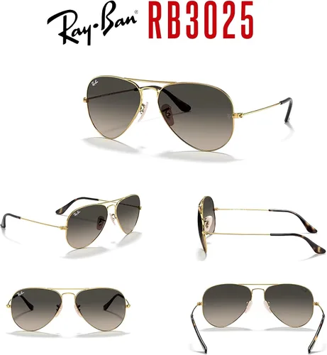 Miniatura 108 de Ray-Ban RB3025 - Lentes de sol de aviador de metal para hombre y mujer + paquete con kit de cuidado de gafas iWear de diseñador