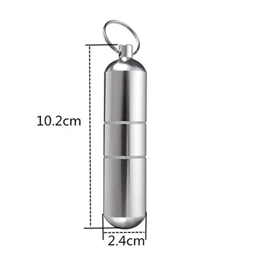 Miniatura 2 de Caja conjunta mini aluminio cigarrillos titular con llavero Metal impermeable redondo cigarrillos caja de bolsillo Tono plata