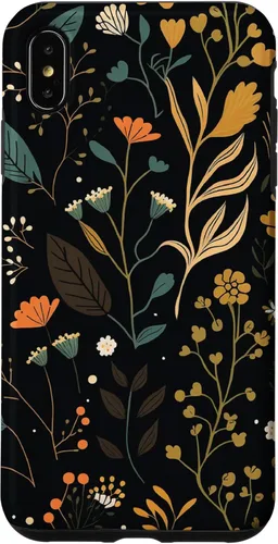 Miniatura 11 de Funda negra para iPhone 12/12 Pro con diseño floral, estética, simple, bohemio, moderno, flores botánicas