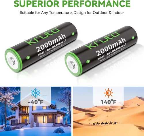 Miniatura 7 de NiMH - Baterías AA recargables, 2000 mAh, 1.2 V, NiMH de alta capacidad, doble AA para luces solares al aire libre, recarga hasta 1200 veces