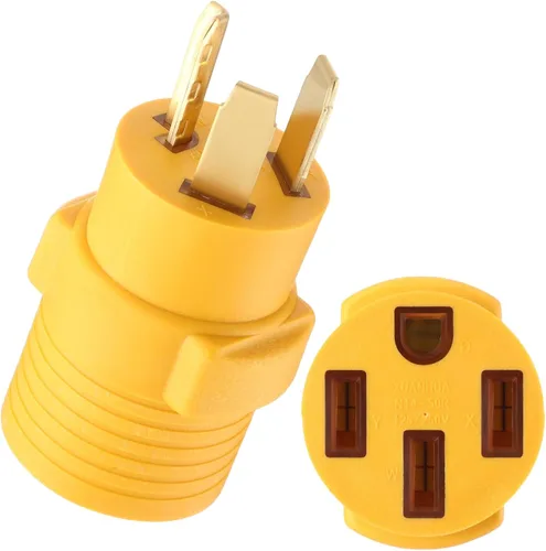 Miniatura 8 de Kanayu Adaptador de Estufa de 3 Clavijas Compatible con Adaptador NEMA 10-50p a 14-50r Enchufe Macho de 3 Clavijas a Receptáculo Hembra de 4 Amarillo