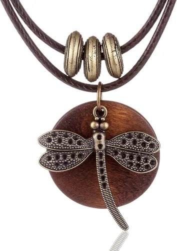 Miniatura 2 de COOSTUFF ANNA - Gargantilla con dije grueso de madera marrón para mujer