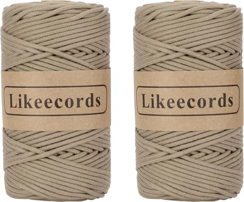 Miniatura 80 de Cordón de Algodón Trenzado 3mm x 109 yardas - Cuerda de Macramé Colorida para Manualidades, Ganchos, Colgantes de Pared - 100% Algodón Natural