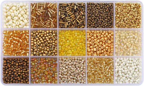 Miniatura 6 de Mezcla de cuentas de tubo de semillas de vidrio de 15 colores, kit suelto para hacer joyas, manualidades (mezcla de 15 colores, negro)