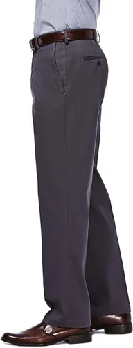Miniatura 2 de Haggar - Pantalón caqui para hombre, diseño de ajuste clásico con frente plano, no se plancha (tallas regulares, grandes y altas)