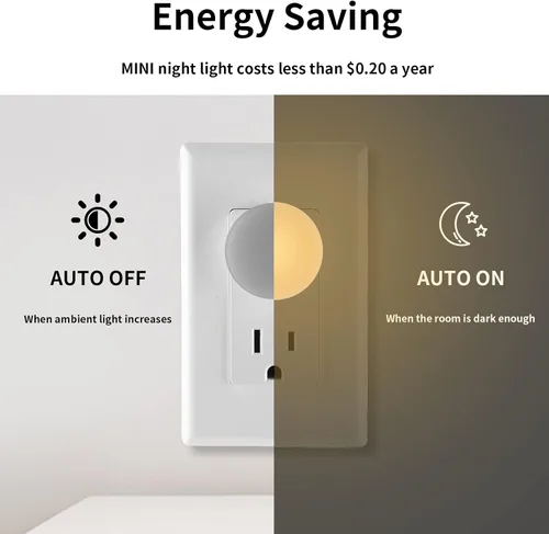 Miniatura 5 de Luz nocturna enchufable, mini luces nocturnas LED regulables para niños, sensor automático del atardecer al amanecer, lámpara nocturna de encendido