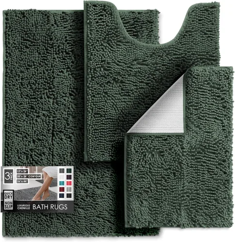 Miniatura 39 de Hearth & Harbor Alfombras de baño, tapete de baño de chenilla - Alfombras de baño lavables a máquina para baño con respaldo antideslizante de goma