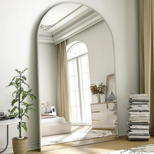 Miniatura 7 de Easly Espejo de Cuerpo Completo de Gran Tamaño, 76" x 34" Espejo Arqueado de Cuerpo Completo, Marco de Metal Negro, Espejo de Piso para Dormitorio