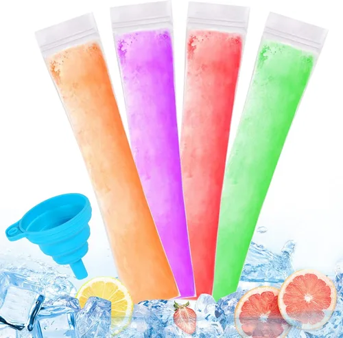150 bolsas desechables para moldes de paletas de hielo, vienen con un embudo, tubos de congelador sin BPA, bocadillos saludables, yogur, jugo,