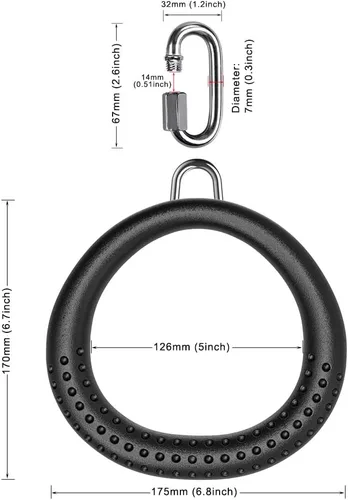 Miniatura 7 de Dolibest 2 Pack of Ninja Gymnastic Rings,Monkey Ring Outdoor Backyard Ninja Accessories Set,Swing Bar Rings Obstacle Course for Training Equipment