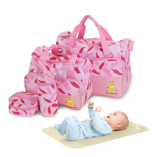 Miniatura 10 de Moclever Juego de 5 bolsas de pañales para artículos esenciales del bebé, bolsas grandes para bebé para mamá, bolsas de maternidad impermeables