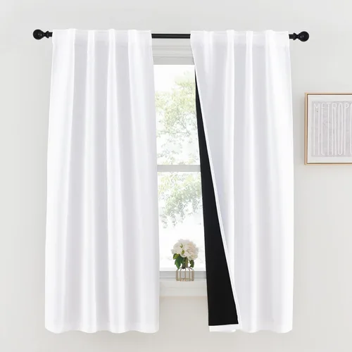 Miniatura 52 de NICETOWN Paneles de cortinas totalmente opacas para dormitorio que reducen el frío, cubiertas de ventana súper gruesas aisladas, cortinas Biscotti