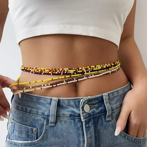 Miniatura 2 de Cadenas de cuerpo de cintura con cadena de perlas en capas