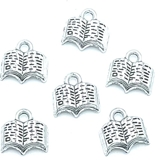 Miniatura 9 de 50 dijes de plata antigua para hacer joyas, manualidades, accesorios de joyería, llavero, pulsera, collar, colgantes, 0.984 x 0.315 in