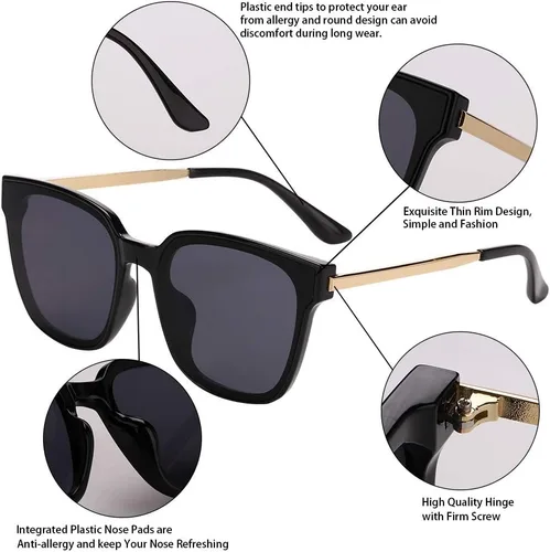 Miniatura 5 de Lentes de sol cuadrados de gran tamaño para mujer, lentes espejados U886