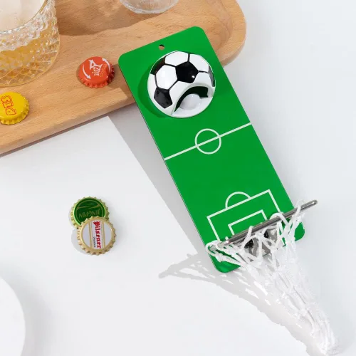 Miniatura 3 de Arola Abrebotellas magnético de fútbol, abridor de pared de metal extraíble con colector de tapas, regalo para amantes del fútbol, amantes