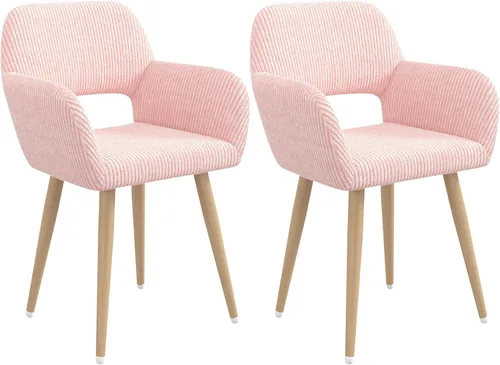 Miniatura 13 de Juego de 1 silla de escritorio para oficina en casa, silla de tocador de tela de pana para maquillaje con respaldo hueco, cómodo sillón con marco