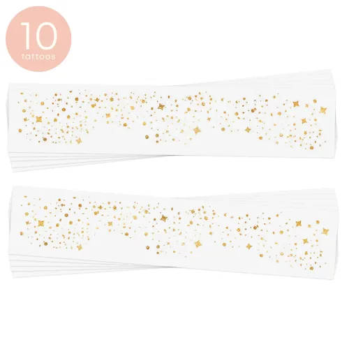 Miniatura 5 de Flash Tattoos GALACTIC GOLD - 10 parches de belleza metálicos impermeables de alta calidad con brillo cósmico y brillo celestial, maquillaje