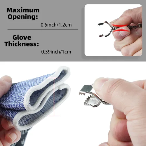 Miniatura 4 de MELOTOUGH Pinza de guante de metal para guantes de trabajo, clips de guantes de acero resistente para tácticas, esquí, campamento, actividades al