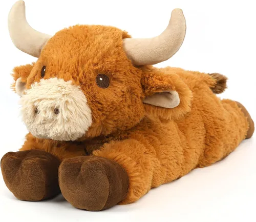 Miniatura 17 de Highland Cow - Animales de peluche para microondas, almohadilla térmica para calambres, alivio del dolor y estrés, calentable y refrigerable