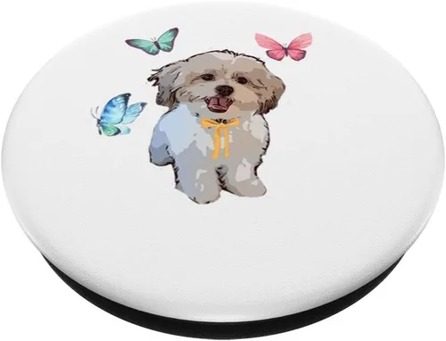 Miniatura 2 de Shih Tzu Perro con diseño de mariposas – PopSockets Grip y soporte para teléfonos y tabletas