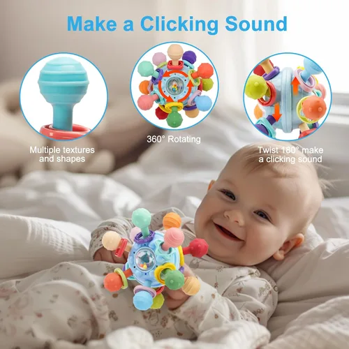 Miniatura 4 de Juguetes de dentición para bebés, mordedores para bebés, juguetes sensoriales Montessori para 0-6 6-12 meses, regalos para niños de 1 año, niños