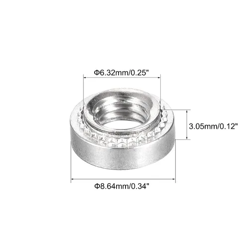 Miniatura 2 de uxcell Tuercas autoadhesivas, # 10-32 x 0.12 pulgadas, tuerca remachadora de acero inoxidable, cabeza redonda, acero inoxidable, fijación