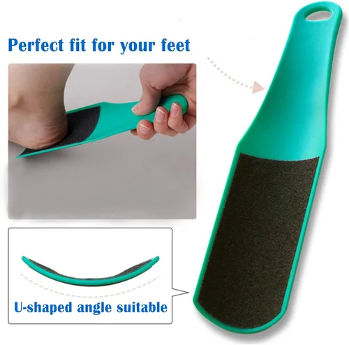 Miniatura 2 de 3 limas de pie para pedicura, removedor de callos de piel muerta, doble cara, azul, amarillo, verde (forma de U de doble cara, estándar)