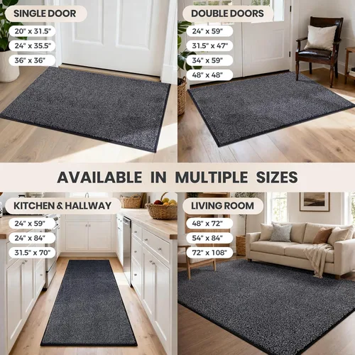 Miniatura 9 de PURRUGS Tapete para puerta con atrapamiento de suciedad, 20 x 31.5 pulgadas, antideslizante, lavable a máquina, tapete para puerta de perro, tapete