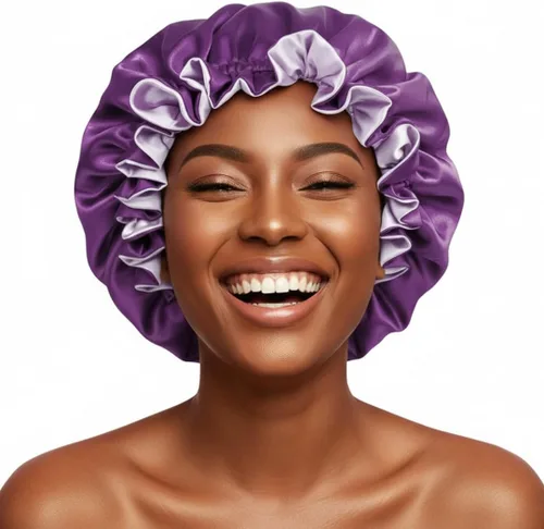 Miniatura 13 de Gorro de pelo para dormir, gorro de noche con clip ajustable, gorro reversible para el cabello para mujer, gorro de satén de seda