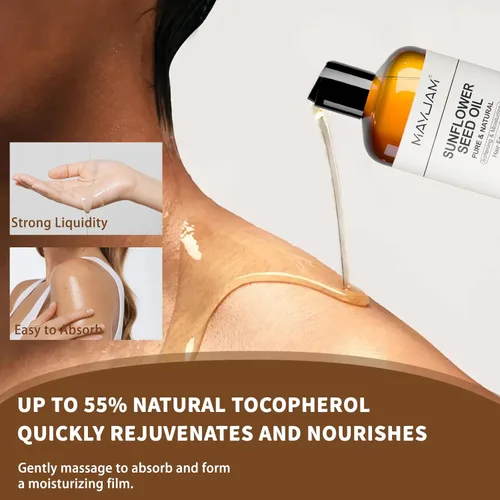 Miniatura 4 de MAYJAM Aceite orgánico de semilla de girasol de 16 onzas líquidas, aceite portador prensado en frío puro y natural certificado por la USDA