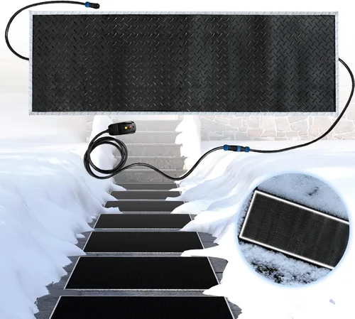 Alfombrillas térmicas para derretir nieve, tapetes térmicos para exteriores, antideslizantes, para exteriores, 20 x 60 pulgadas, nieve derretida, 3