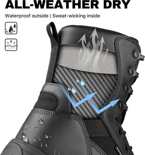 Miniatura 6 de FREE SOLDIER Men's Work Tactical Boots 8 Inches Side Zipper Lightweight Combat Boots Durable Suede Leather Military Boot Desert Boot