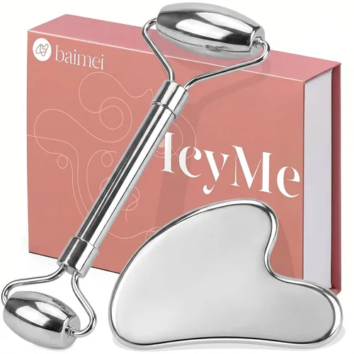 Miniatura 9 de BAIMEI IcyMe - Rodillo de jade y Gua Sha, rodillo facial para reducir el enrojecimiento de la piel, cuidado personal para hombres y mujeres, Rosa